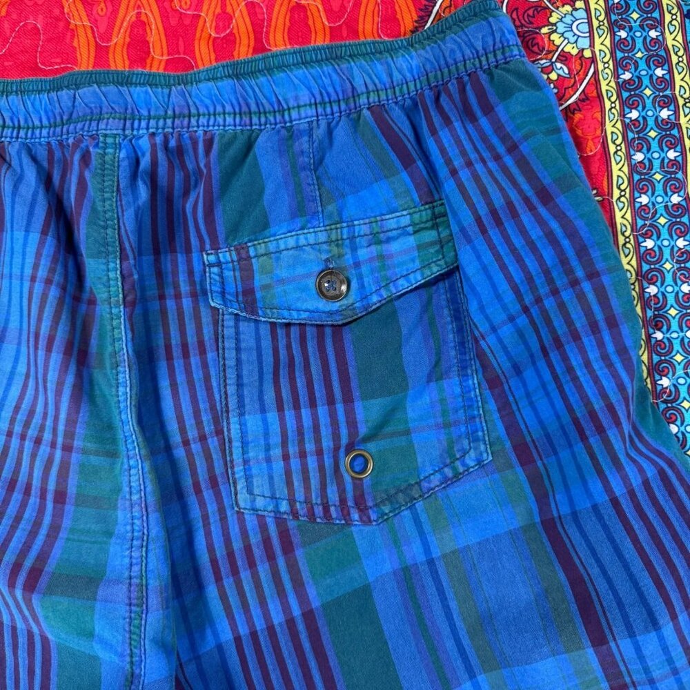 Weatherproof Drawstring Hybrid Casual Shorts Men 32 Blue Green Plaid - Picture 11 of 12